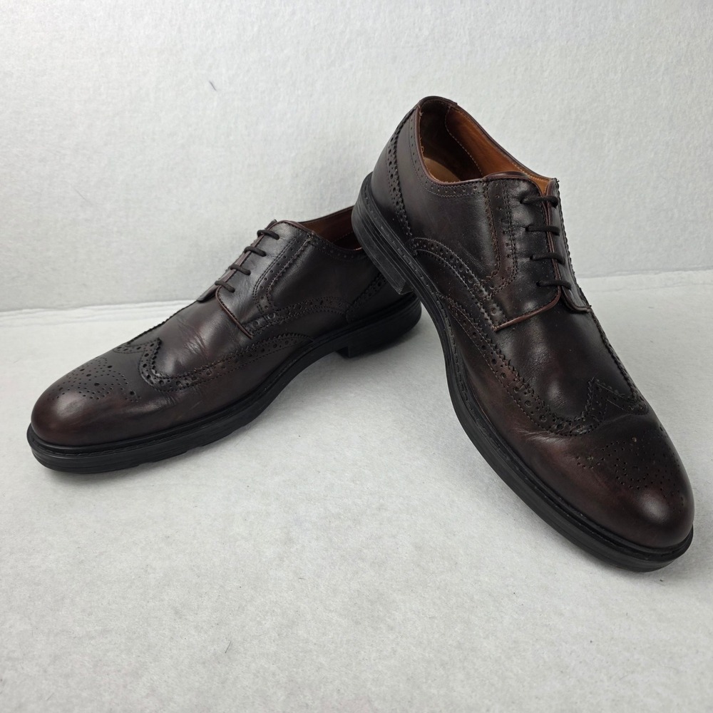 Vince Camuto Mens Dark Brown Leather Wingtip Oxford Dress Shoes Portugal Size 12